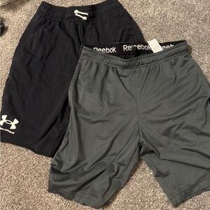 🏋🏻 3 for $20 Under Armour Black Shorts and Reebok Gray Shorts